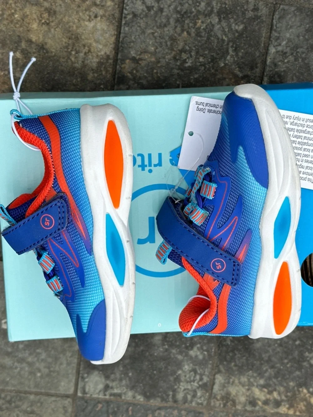 Stride Rite Little Kids Light Up Sneakers (Blue / Orange) - Toddler Youth 5K NEW